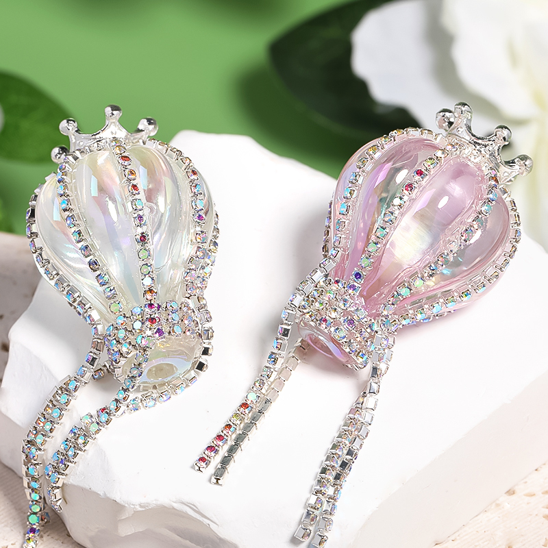 【B120】 10Pcs Plated Color Crown Hot Air Balloon DIY Acrylic Beads-JPM