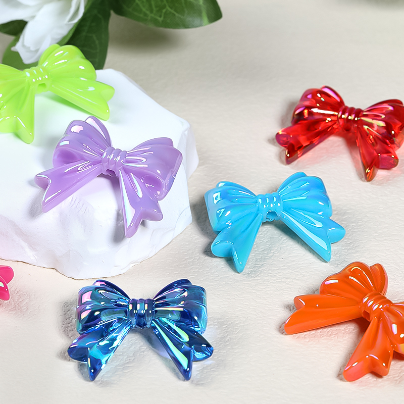 【B123】 50pcs  Bows Acrylic Charm Necklace Bracelet Chain Jewelry Making Colorful Beads DIY -JPM