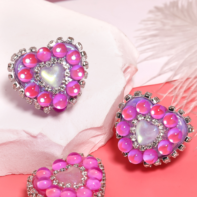 【B122】10pcs Mixed colors  Love Beads Rhinestone Chain Acrylic Beads diy handmade beads -JPM