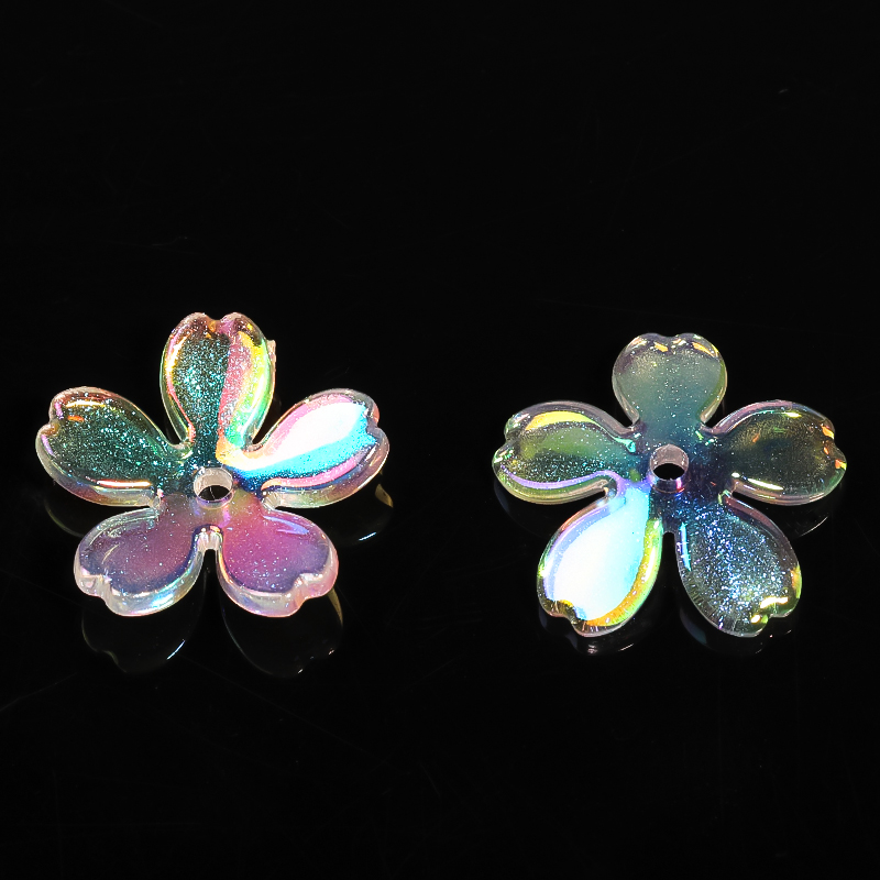 【B111】200pcs UV five-petal flower diy beads are  Acrylic Beads, AB Color Plated, Flower -JPM