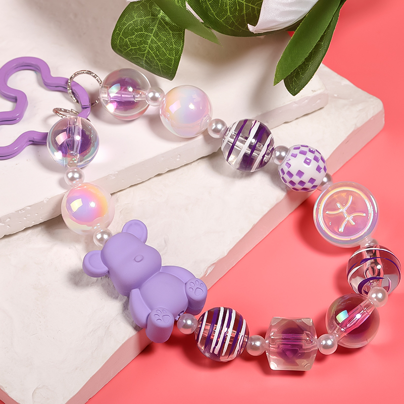 【B119】50pcs  Mixed Solid Color Smooth Surface Bear Shaped Beads With Straight Hole For Diy -JPM