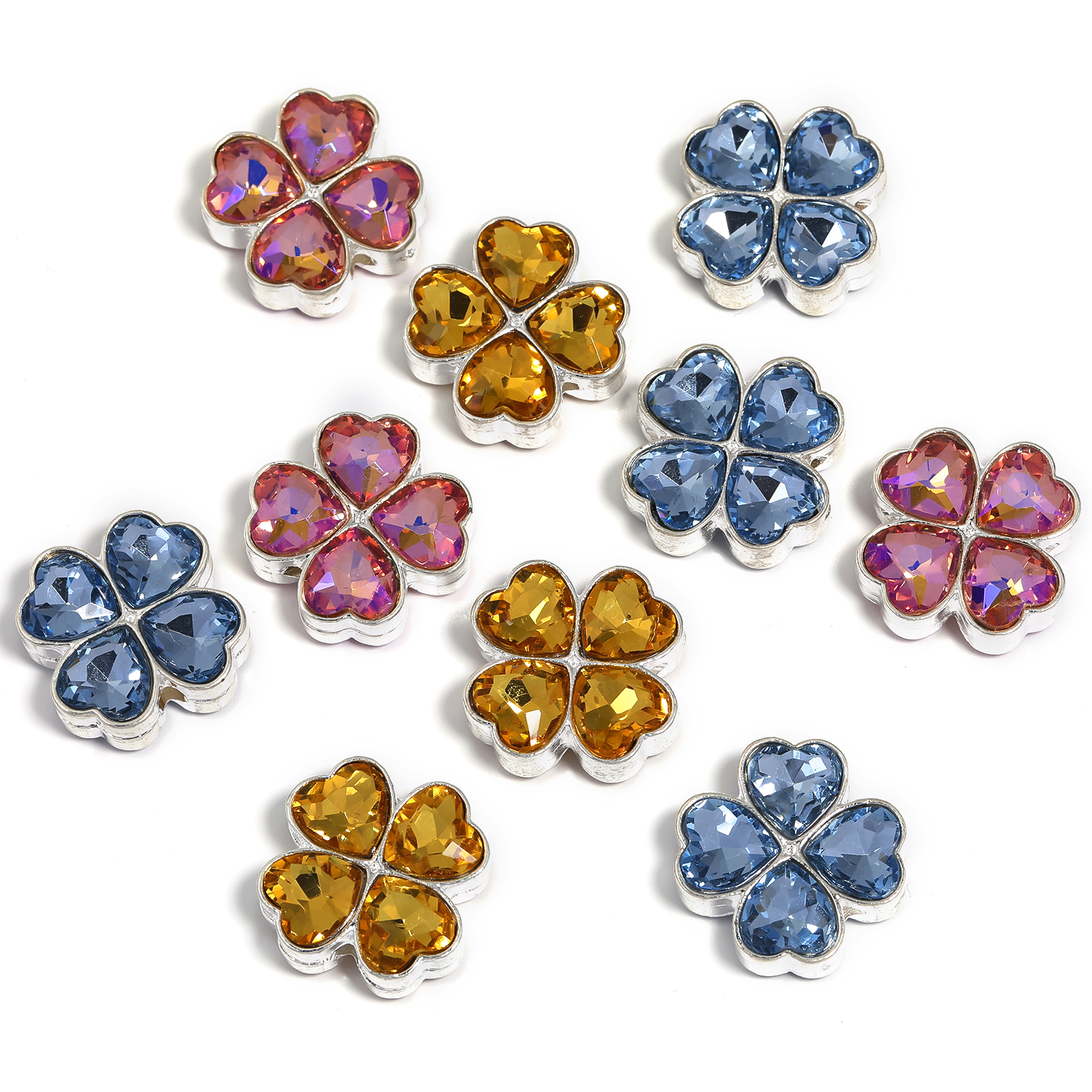 【B154】10pcs Rose Flower AB Resin Clear Candy Color Flatback Flower Rhinestone -JPM