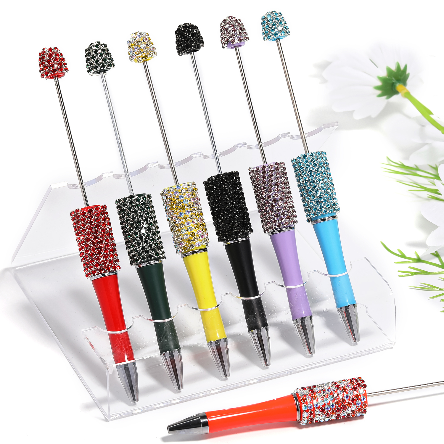 【P160】5pcs Beadable Pens in Solid Colors with Rhinestones and Flatback Pearls-JPM
