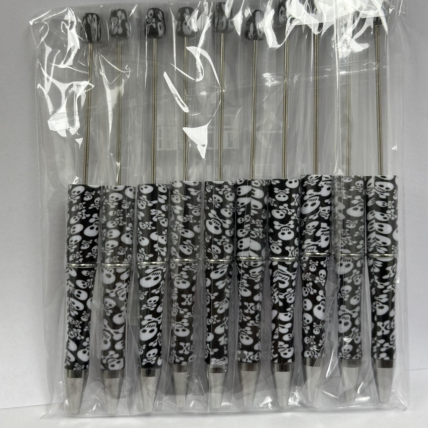 【P1】Beadable Pens Bulk Plastic Bead Ballpoint Pens for DIY 