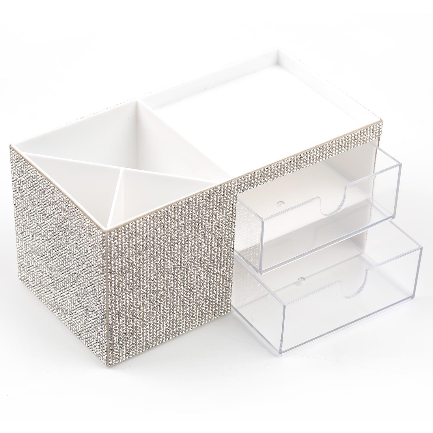 【B25】Rhinestone drawer table plastic stationery and cosmetics storage box Organiser-JPM