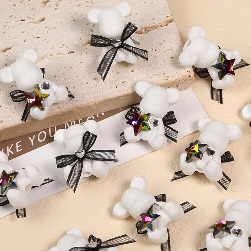 【B110】20pcs New Style Acrylic Teddy Bear Beads With Vertical Hole For Diy Jewelry-JPM