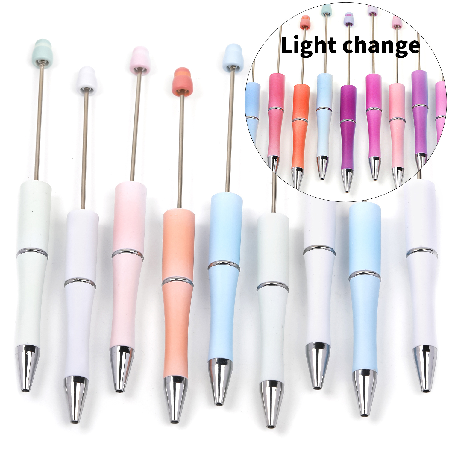 【P79】5Pcs diy color changing bead pen creative plastic ballpoint pen-JPM