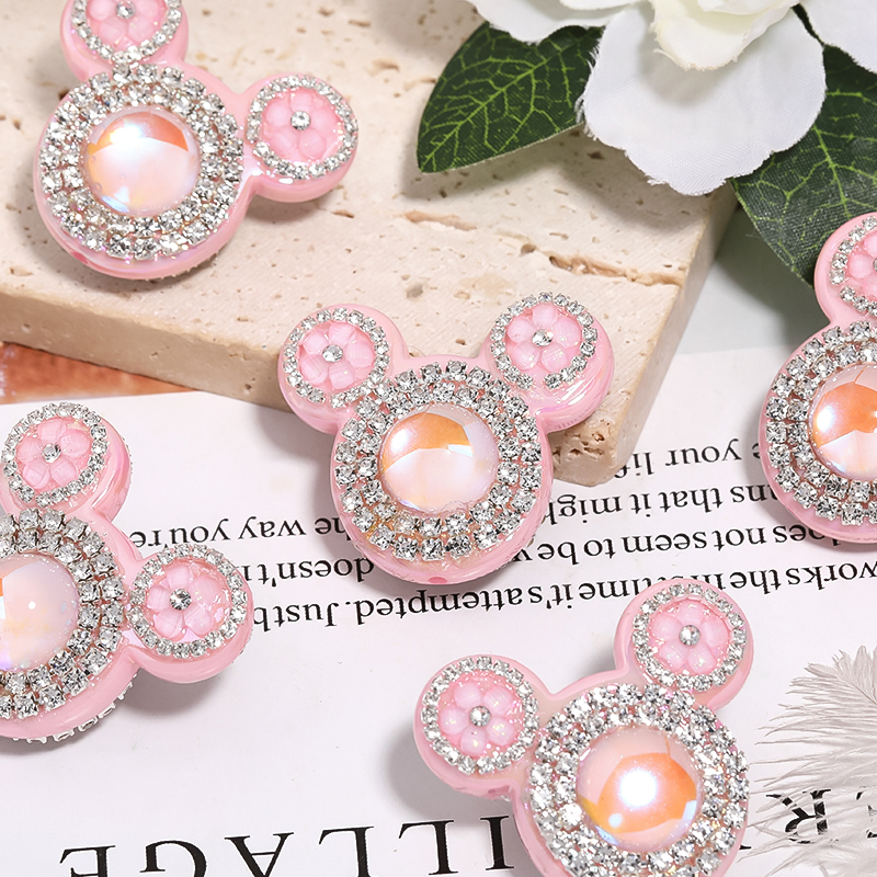 【B121】10pcs  Mouse Head Premium DIY Rhinestone Jewelry handmade beads -JPM