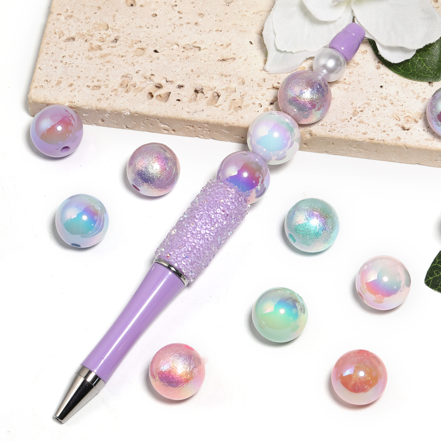 【B152】100pcs  UV light color mixed color beads-JPM