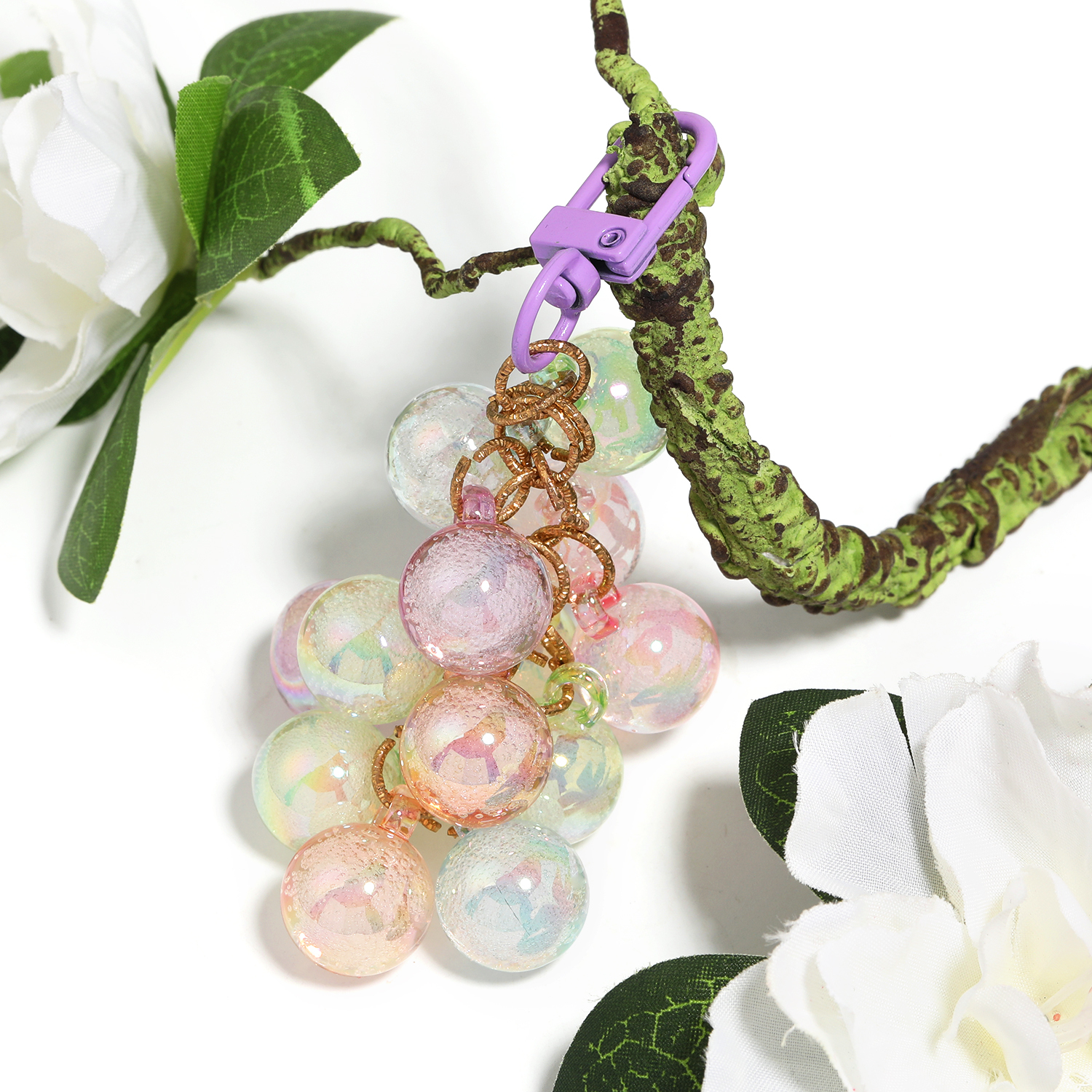 【B151】100pcs Luminous UV Plating Transparent Rainbow Iridescent Beads DIY-JPM