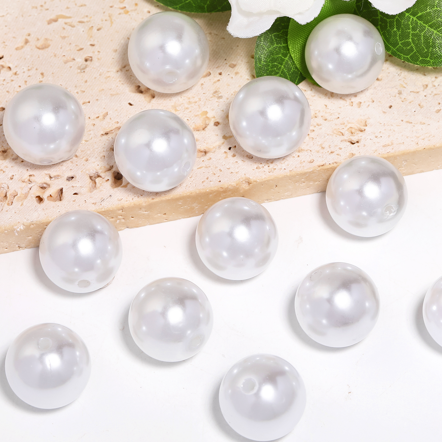 【B7】6mm-20mm holed ABS imitation pearl loose beads pearl DIY jewelry accessories-JPM