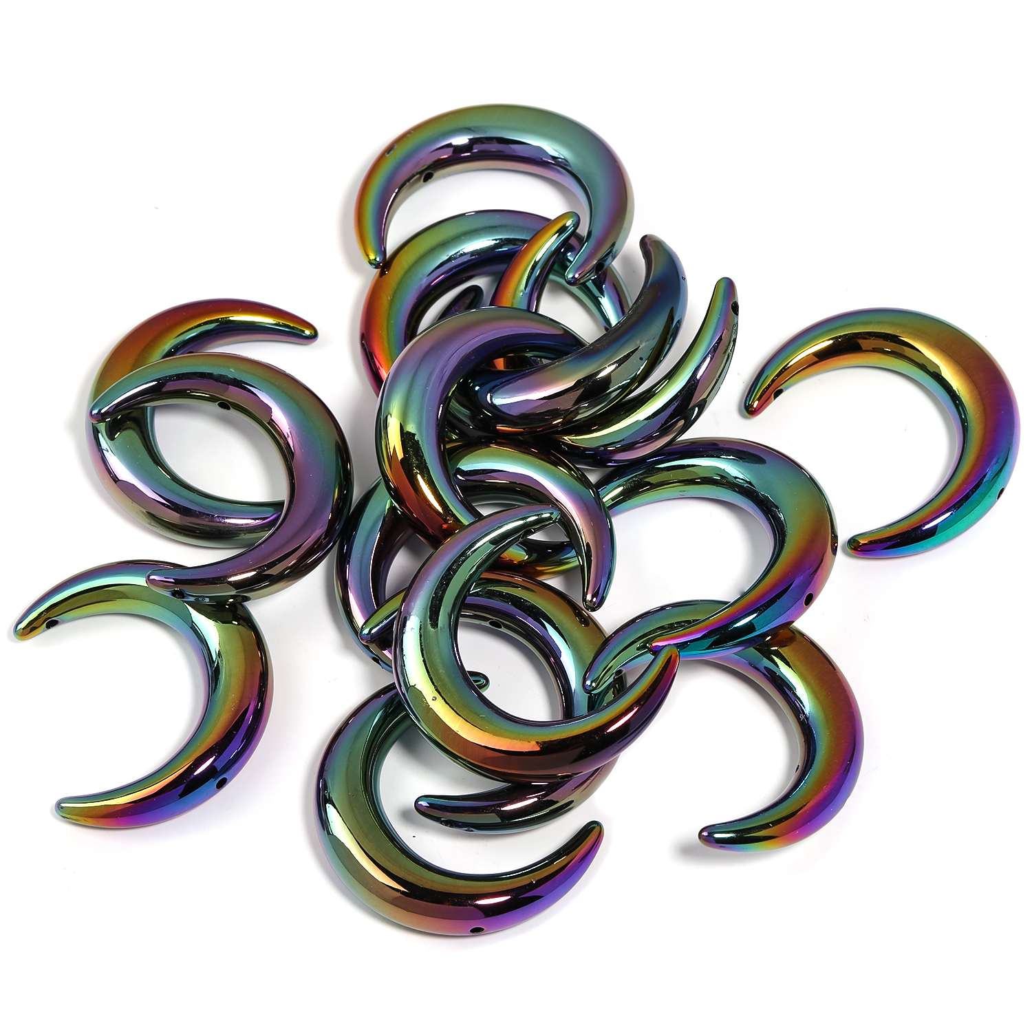 【B147】50pcs Moon Acrylic Beads, Pastel Color, Glow in the Dark Luminous for DIY-JPM