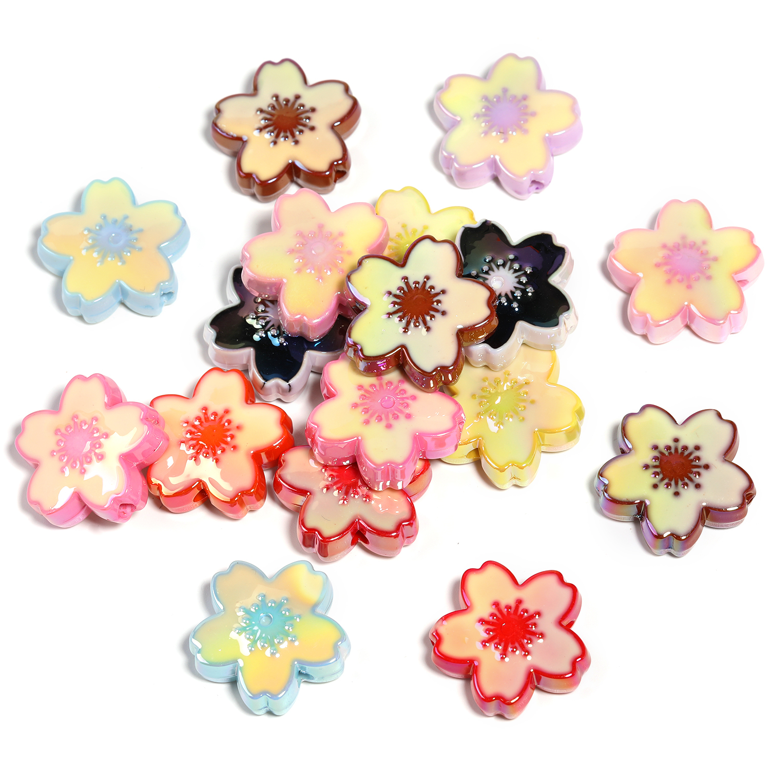 【B167】 Acrylic Enamel Cherry Blossom Flower Beads for Handmade DIY-JPM