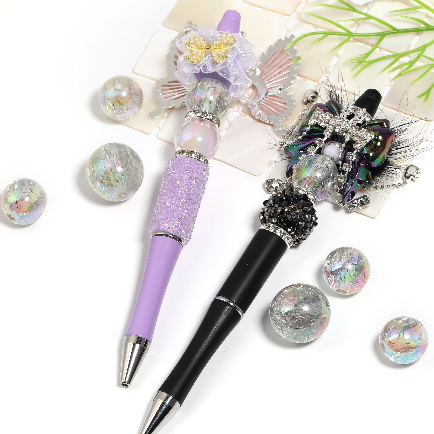 【B168】16mm/20mm  UV Plating Transparent Rainbow Iridescent Acrylic Beads-JPM