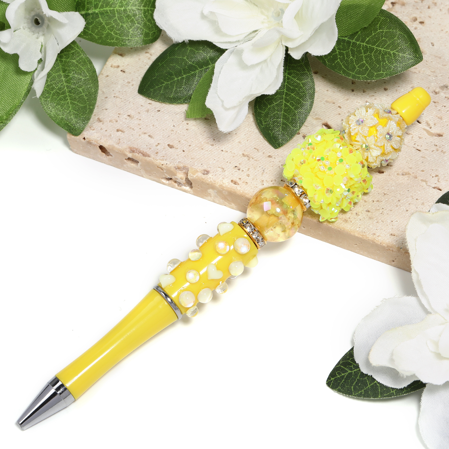 【P173】5pcs  Beadable Pens, Beadable Pens heart crystal-JPM