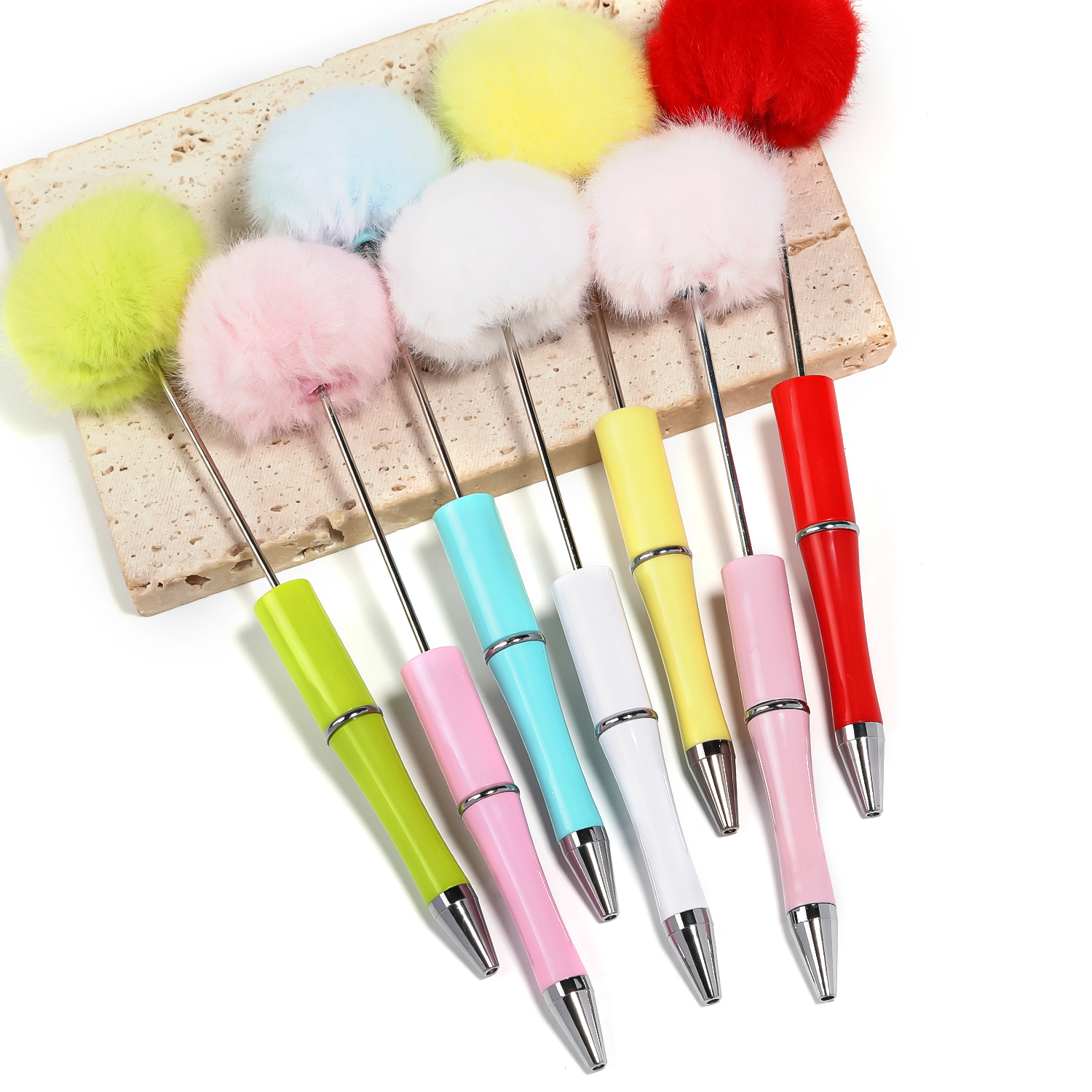 【P171】5pcs  Pom Pom Beadable Pen DIY Beaded Ballpoint Pen-JPM