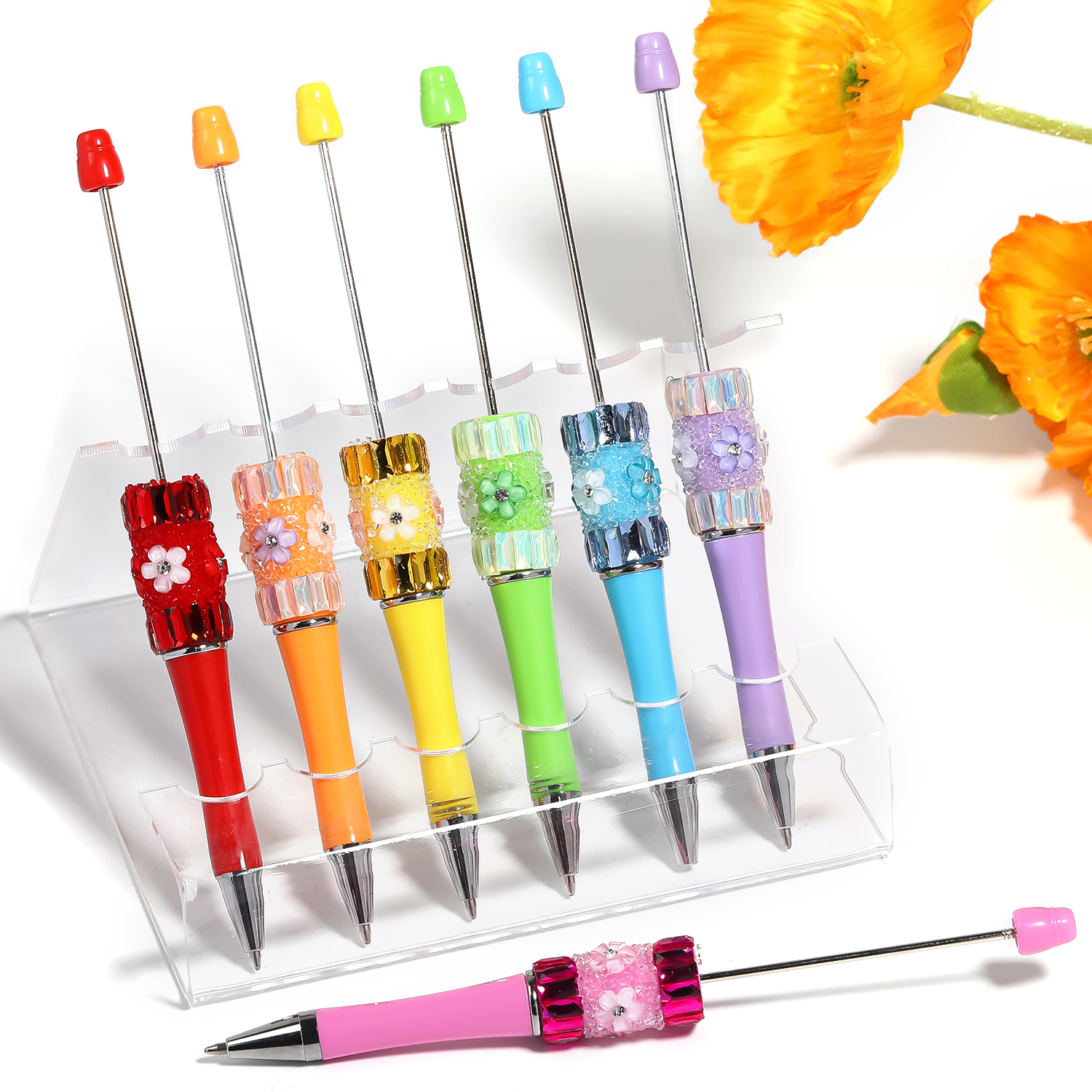 【P181】5pcs Beadable Pens new petal diamond style-JPM