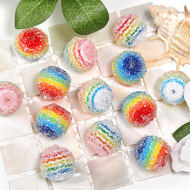 【B221】25pcs rainbow beads-JPM