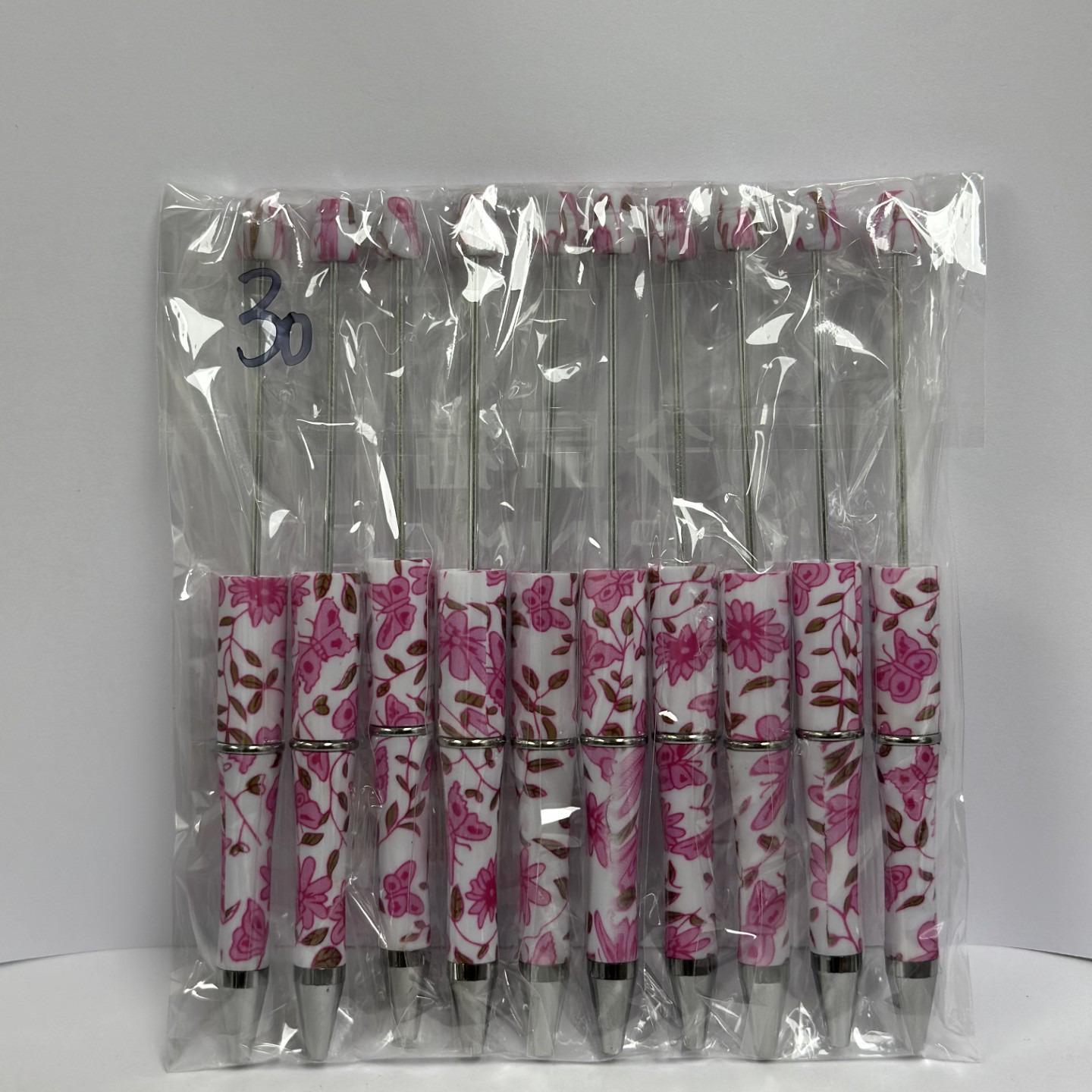 【P1】Beadable Pens Bulk Plastic Bead Ballpoint Pens for DIY 