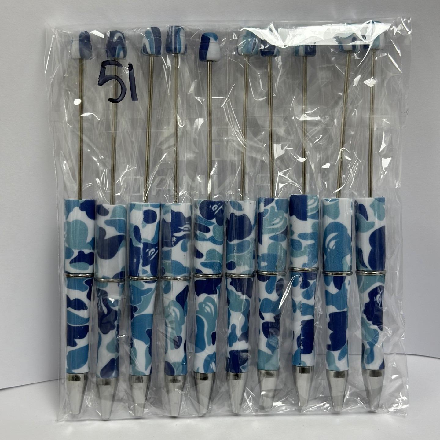 【P1】Beadable Pens Bulk Plastic Bead Ballpoint Pens for DIY 