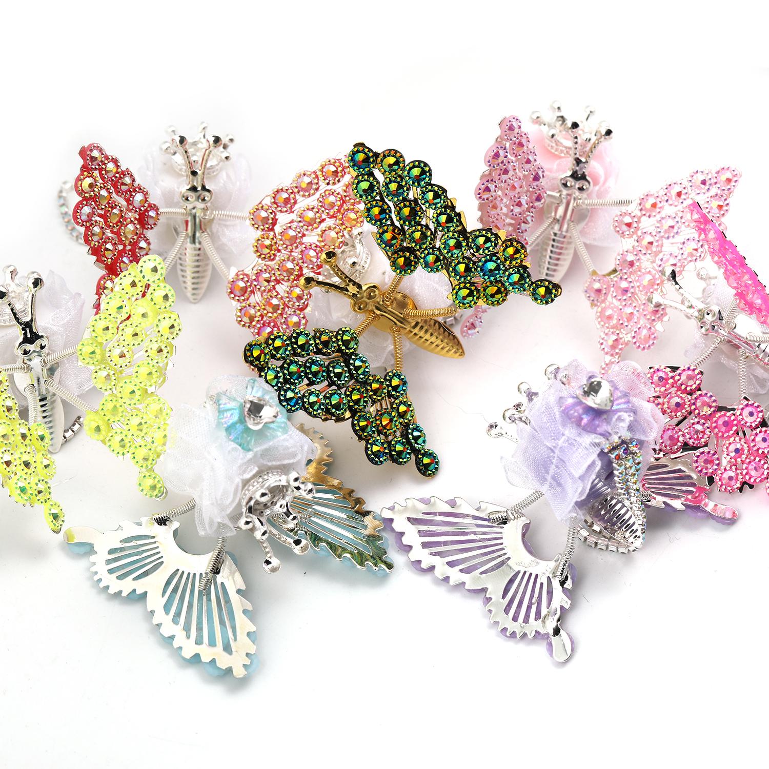 【B59】Qty 10 Moving rhinestone butterfly diy pen jewelry-JPM