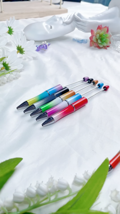 【P1】Beadable Pens Bulk Plastic Bead Ballpoint Pens for DIY 