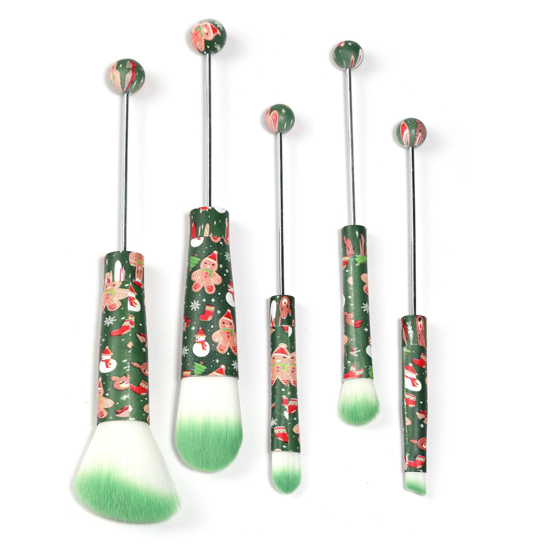 【M4】5 DIY beaded metal handle makeup brushes, contour brush, concealer brush, eye shadow brush