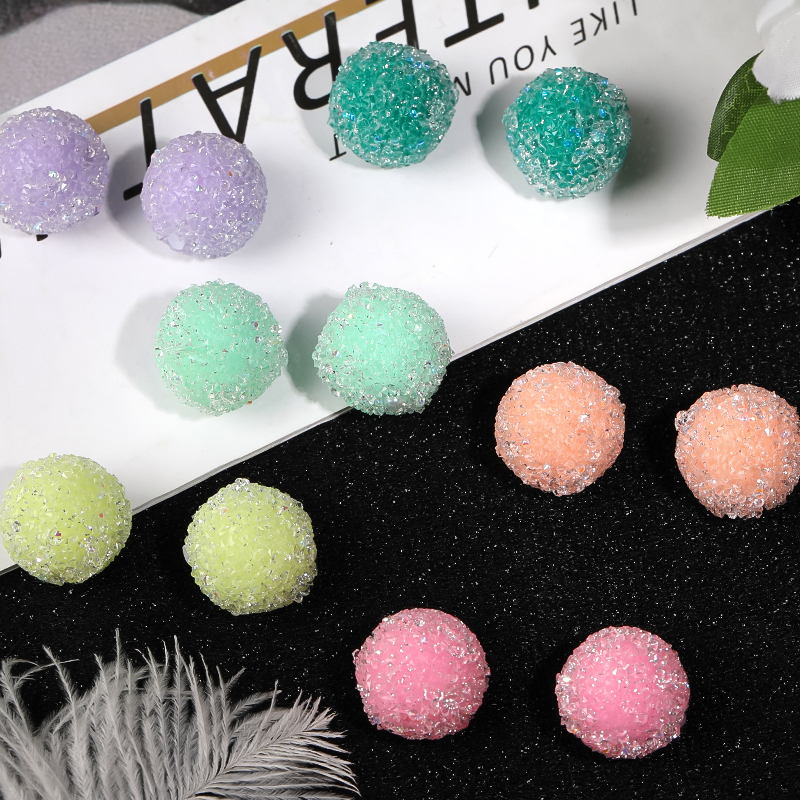 【B113】Sugar Jelly Crystal Rhinestones Paved Love Heart Acrylic Resin Beads-JPM