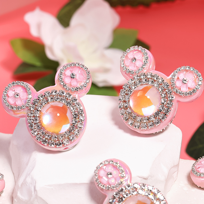【B121】10pcs  Mouse Head Premium DIY Rhinestone Jewelry handmade beads -JPM