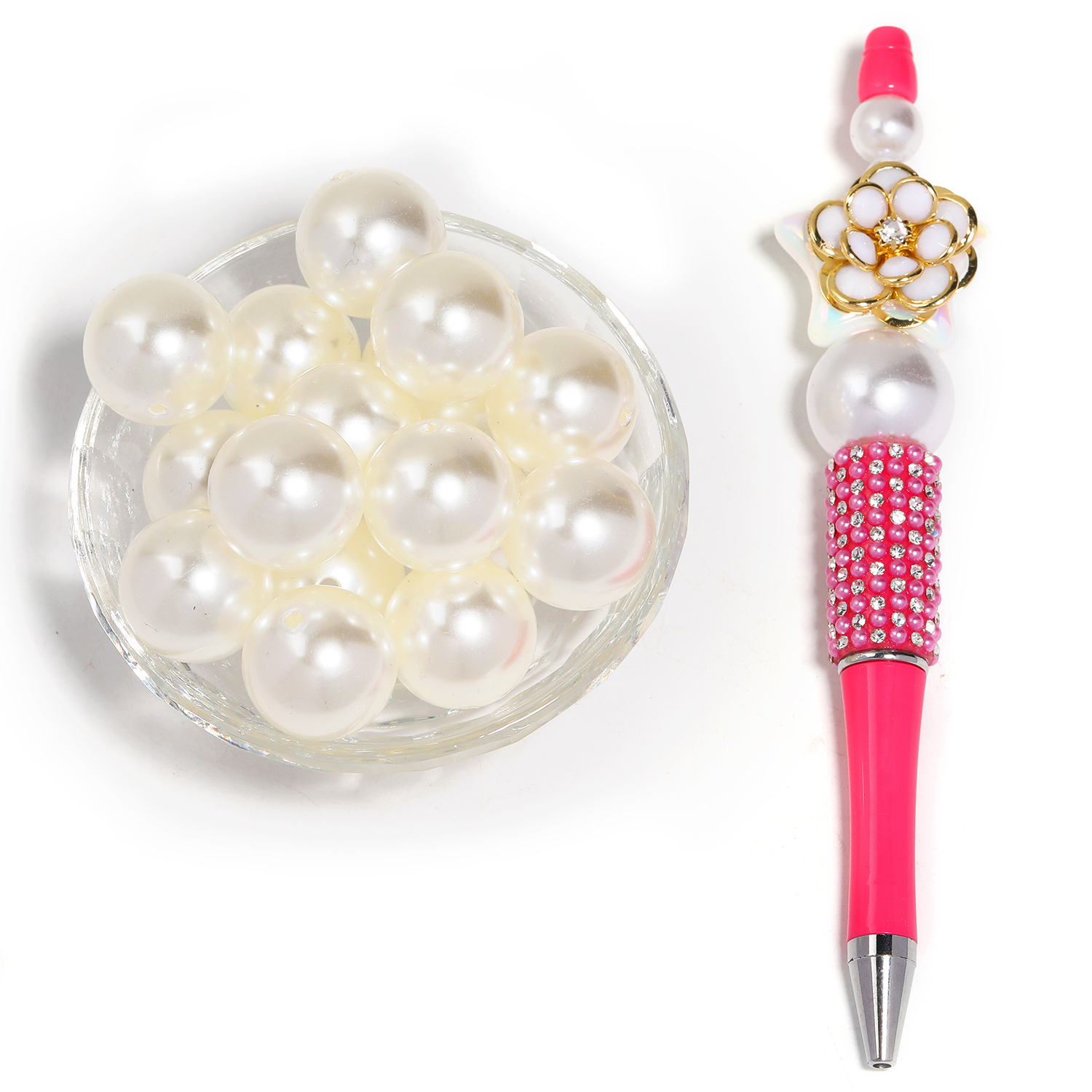 【B7】6mm-20mm holed ABS imitation pearl loose beads pearl DIY jewelry accessories-JPM