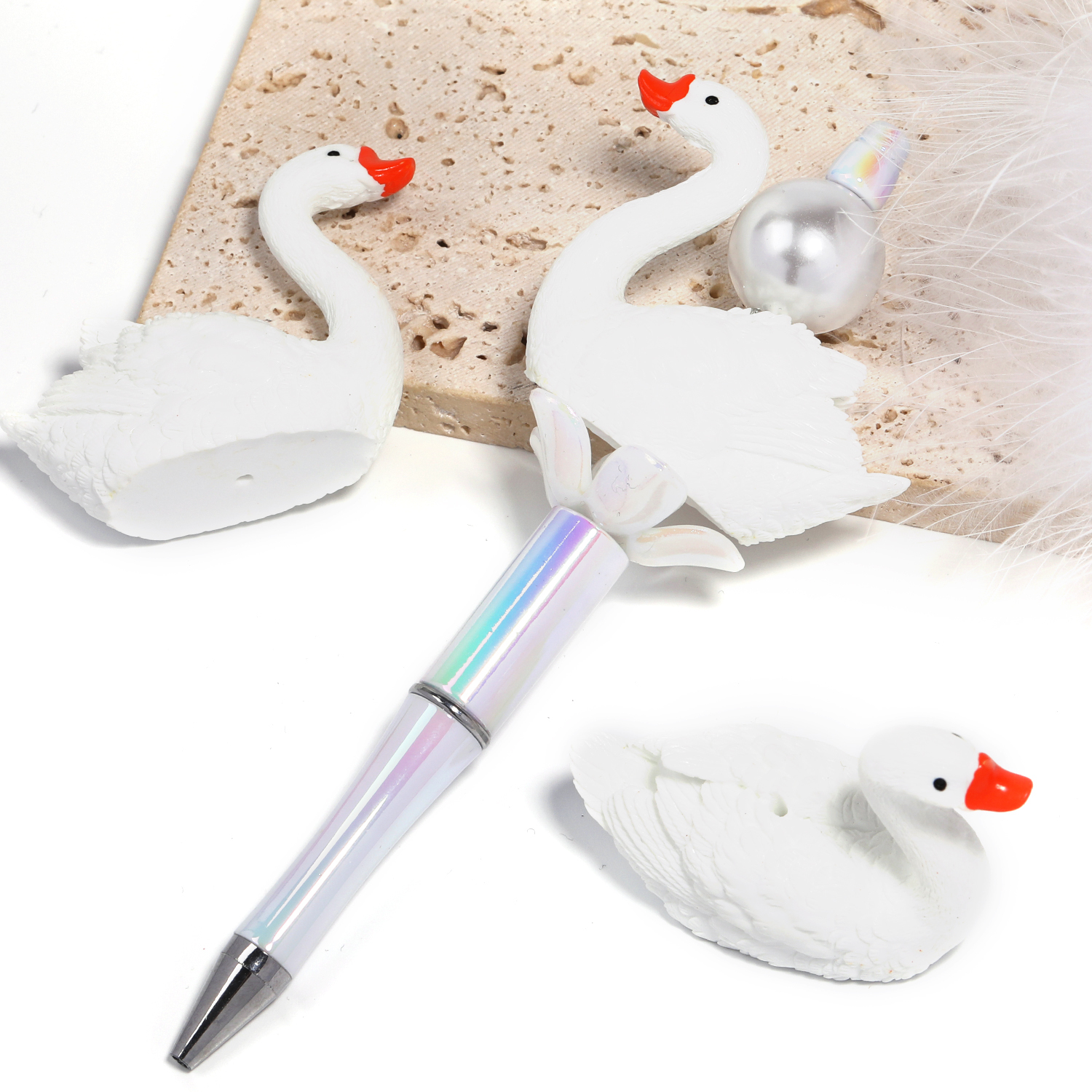 【B162】15pcs White Swan Shape DIY Decoration-JPM