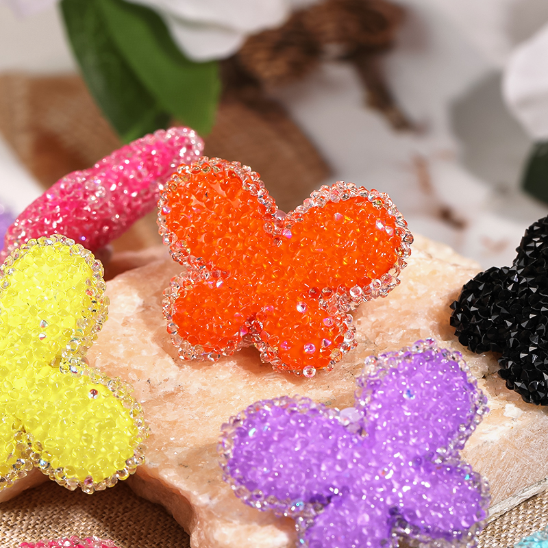 【B106】10pcs  Sugar shapes, inlaid sequins/small rounds, butterflies, mixed colors,-JPM