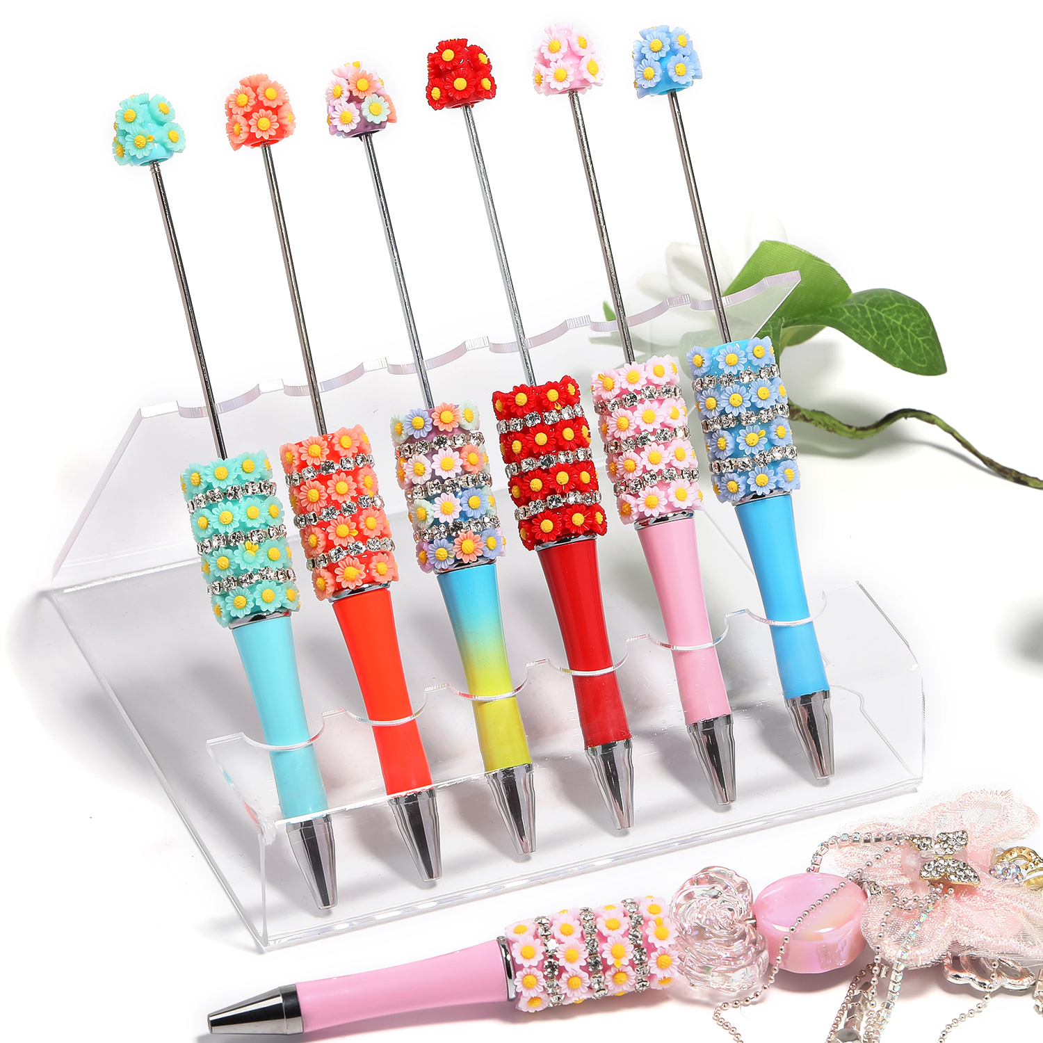 【P161】5pcs  2024 New Sticky Flower Multi-Color Pens DIY-JPM
