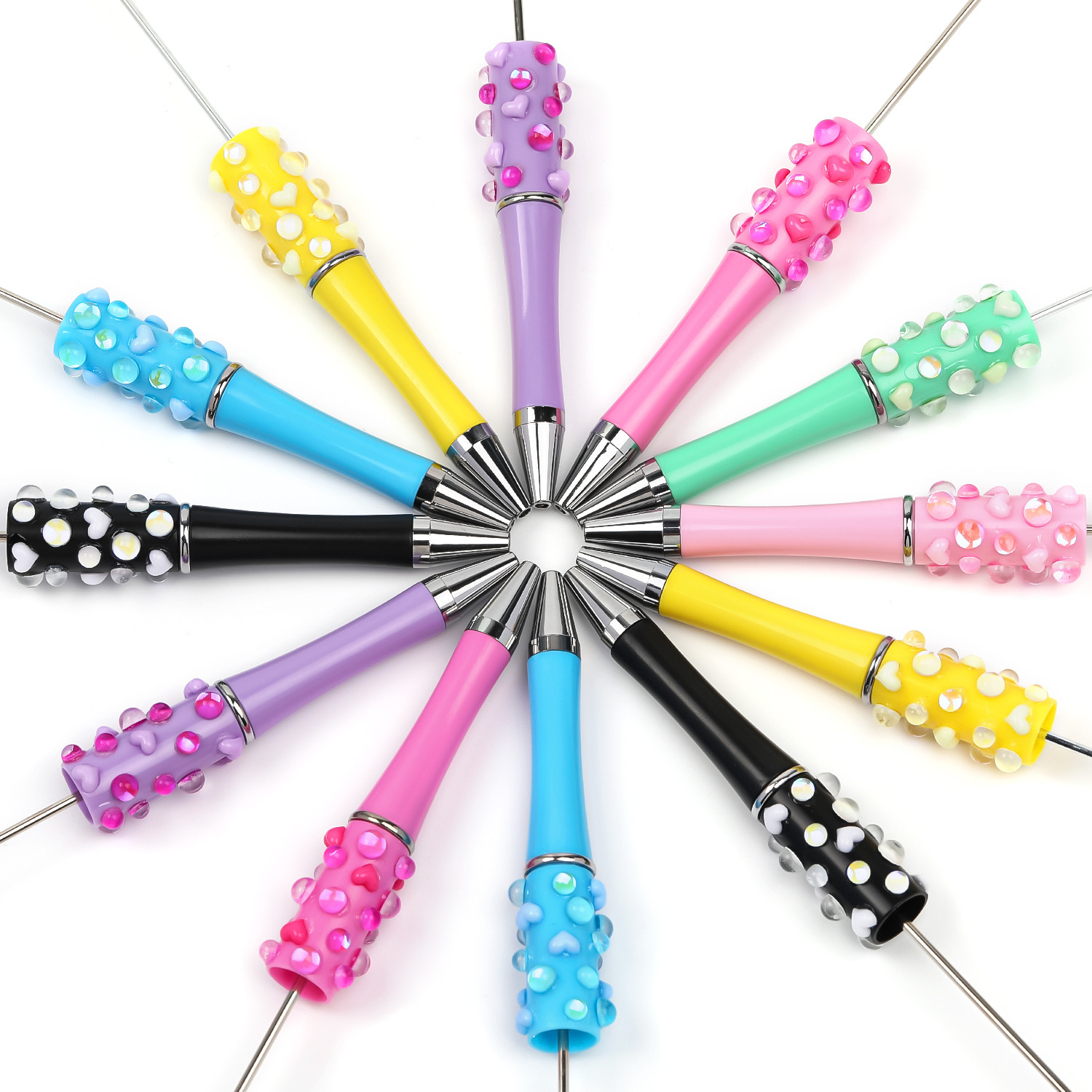 【P173】5pcs  Beadable Pens, Beadable Pens heart crystal-JPM