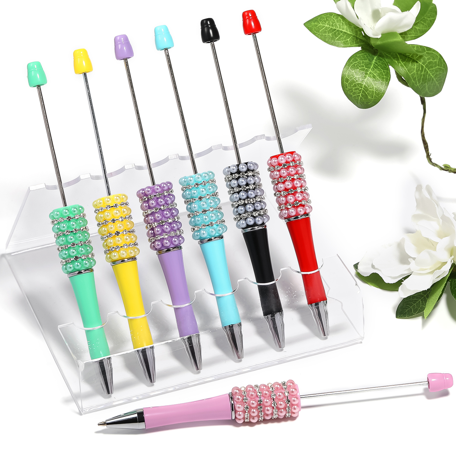【P174】5pcs  Bead Ballpoint Pen pearl Beadable Pen -JPM