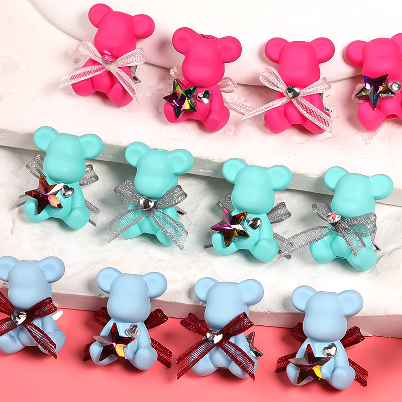 【B110】20pcs New Style Acrylic Teddy Bear Beads With Vertical Hole For Diy Jewelry-JPM
