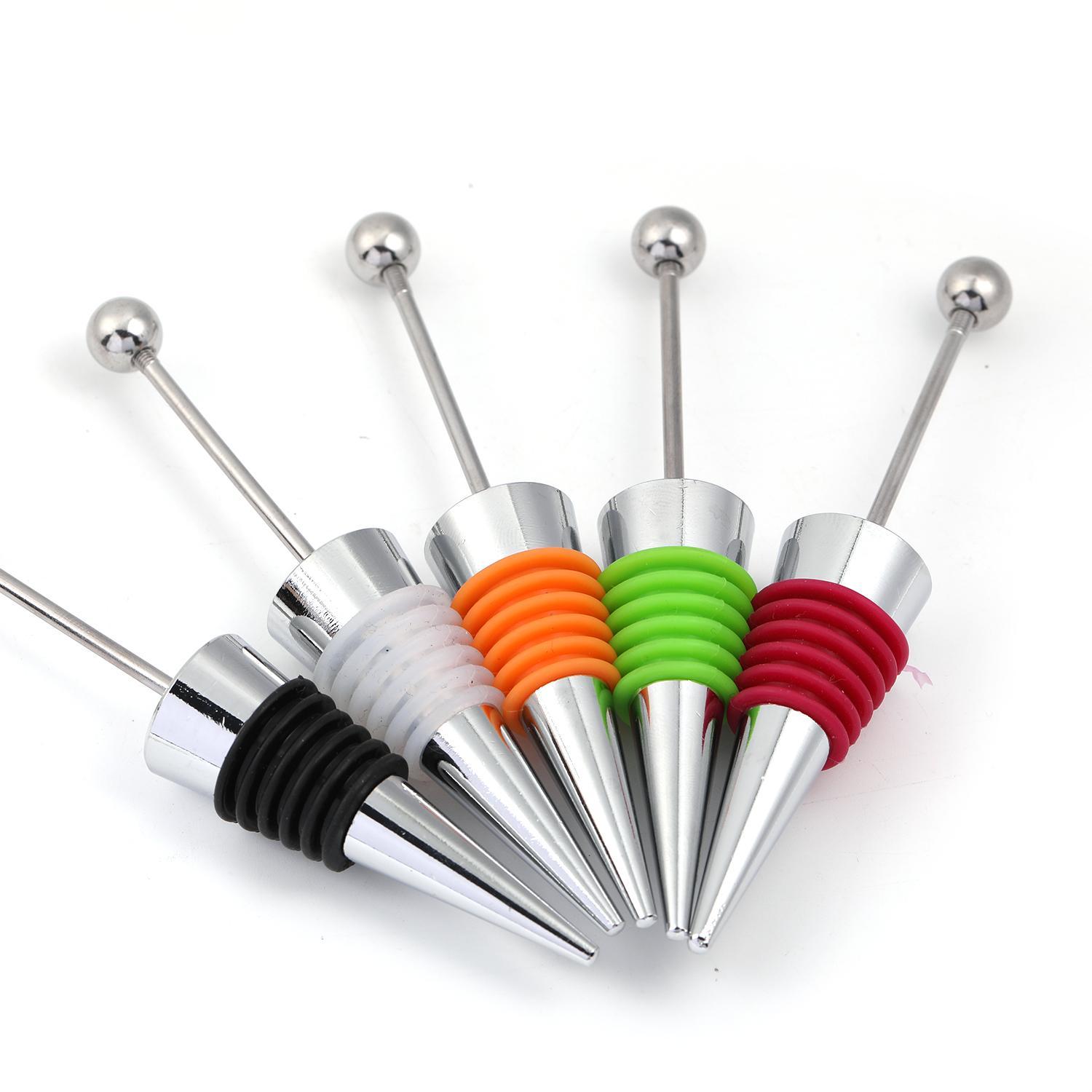 【P72】5pcs DIY beadable wine stopper with beadable wine bottle stopper silicone-JPM