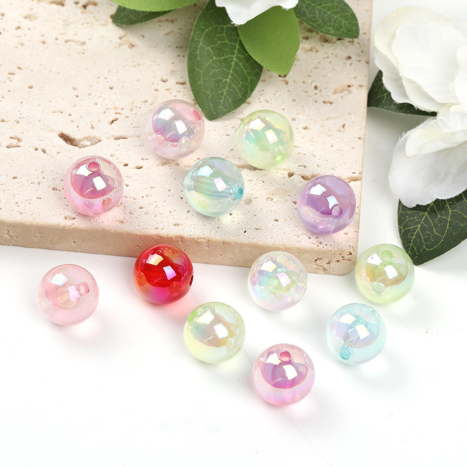 【B49】Qty 100pcs 16mm luminous round beads straight hole diy -JPM