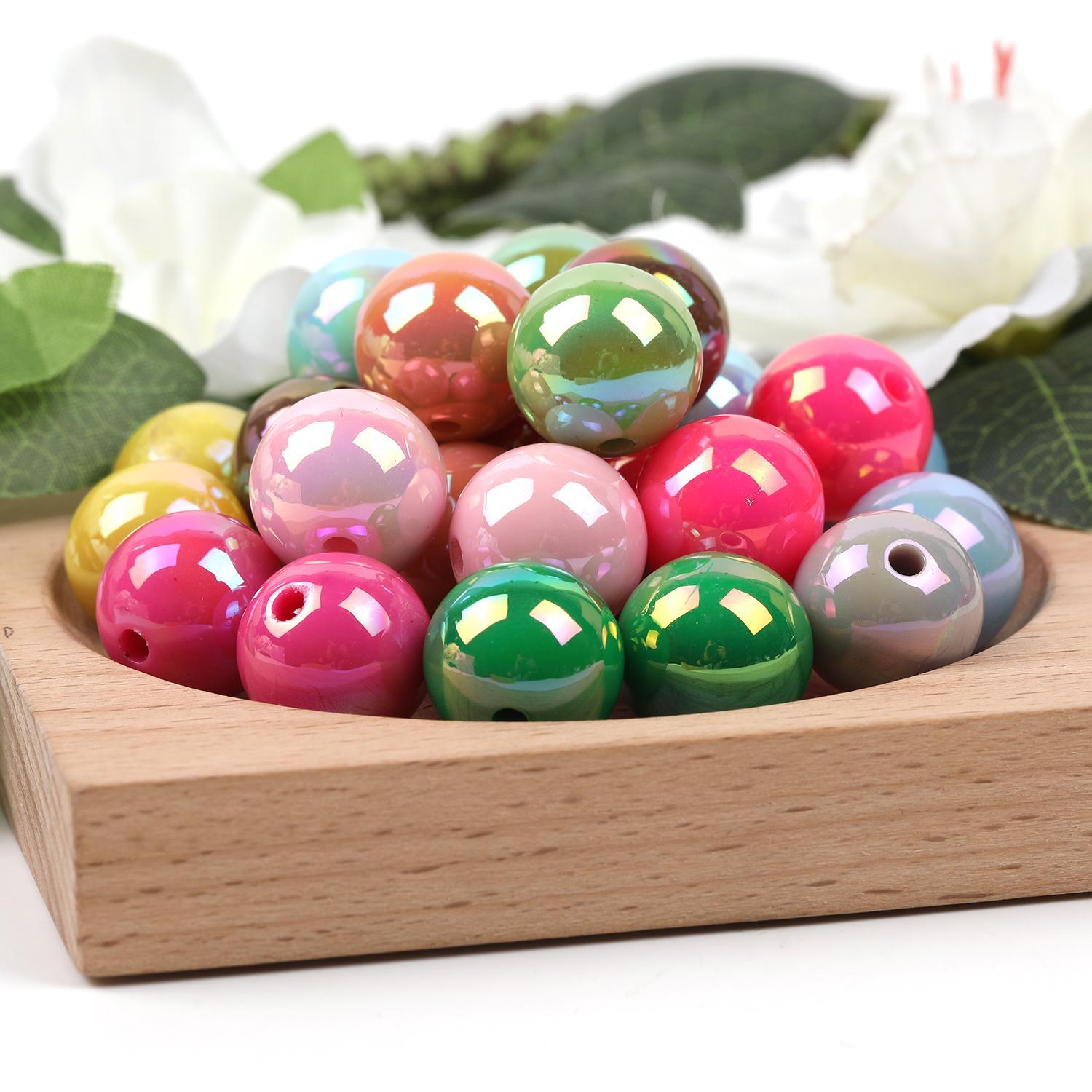 【B51】  100pcs beads 16mmUV plated straight hole diy -JPM