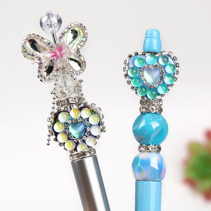 【B122】10pcs Mixed colors  Love Beads Rhinestone Chain Acrylic Beads diy handmade beads -JPM