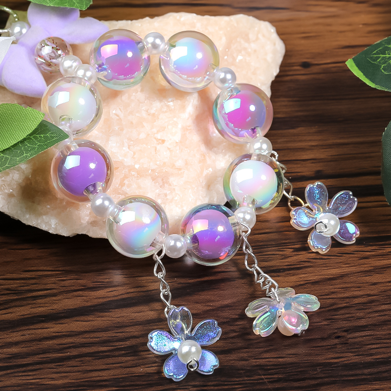 【B111】200pcs UV five-petal flower diy beads are  Acrylic Beads, AB Color Plated, Flower -JPM