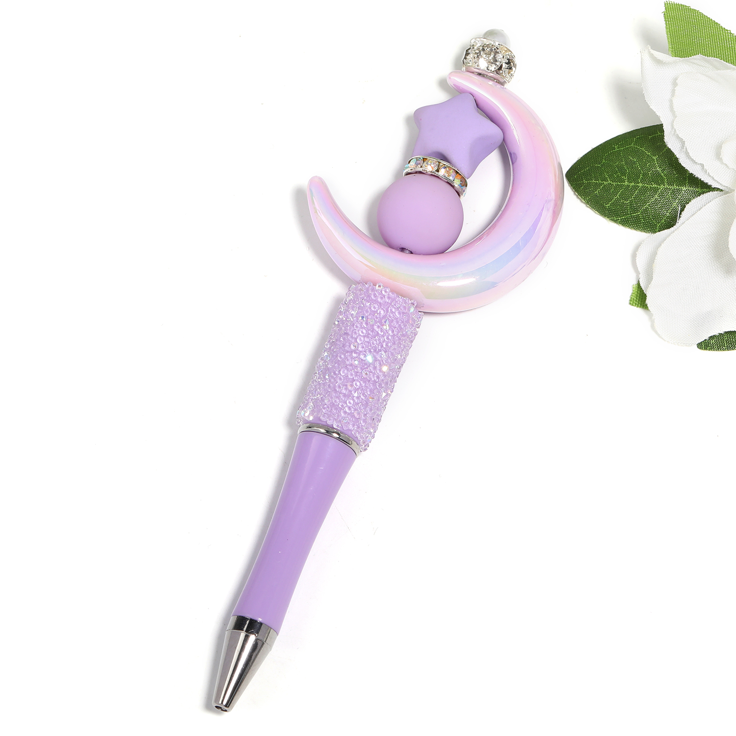 【B147】50pcs Moon Acrylic Beads, Pastel Color, Glow in the Dark Luminous for DIY-JPM