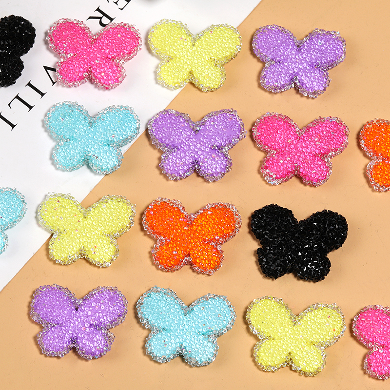 【B106】10pcs  Sugar shapes, inlaid sequins/small rounds, butterflies, mixed colors,-JPM