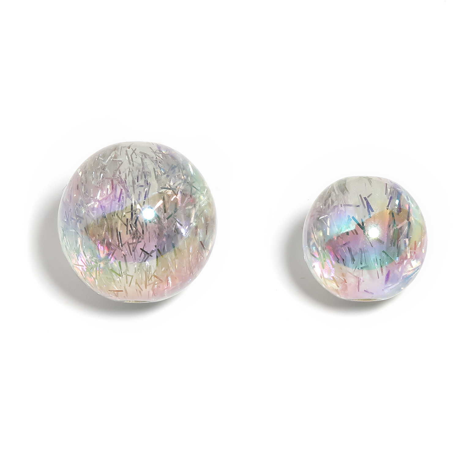 【B168】16mm/20mm  UV Plating Transparent Rainbow Iridescent Acrylic Beads-JPM