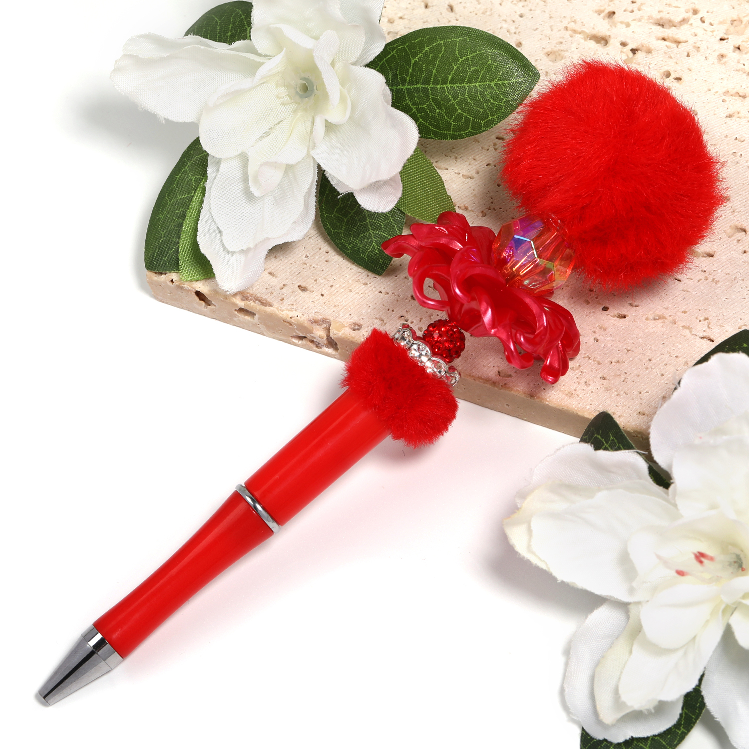 【P171】5pcs  Pom Pom Beadable Pen DIY Beaded Ballpoint Pen-JPM