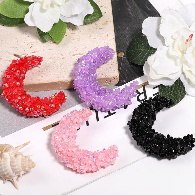 【B133】10pcs Colorful Big Moon Resin Rhinestone Beads