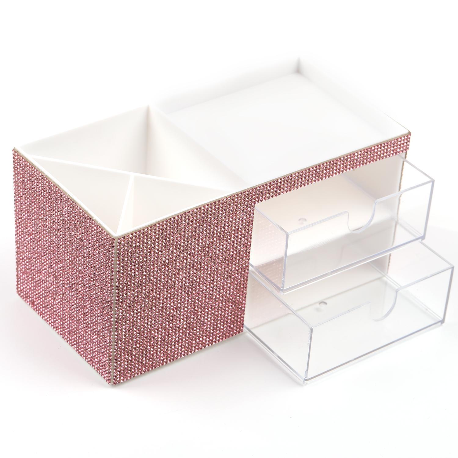 【B25】Rhinestone drawer table plastic stationery and cosmetics storage box Organiser-JPM