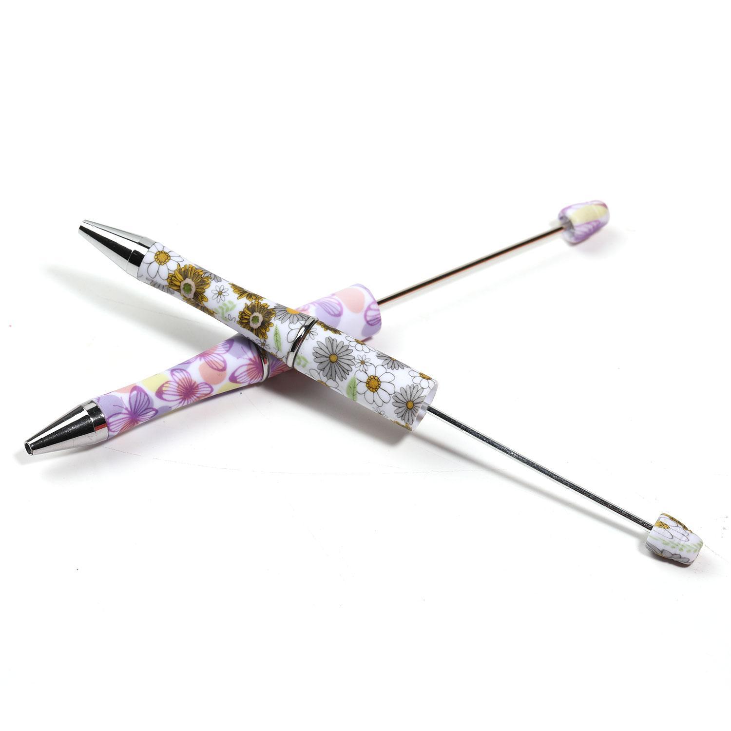 【P1】Beadable Pens Bulk Plastic Bead Ballpoint Pens for DIY 