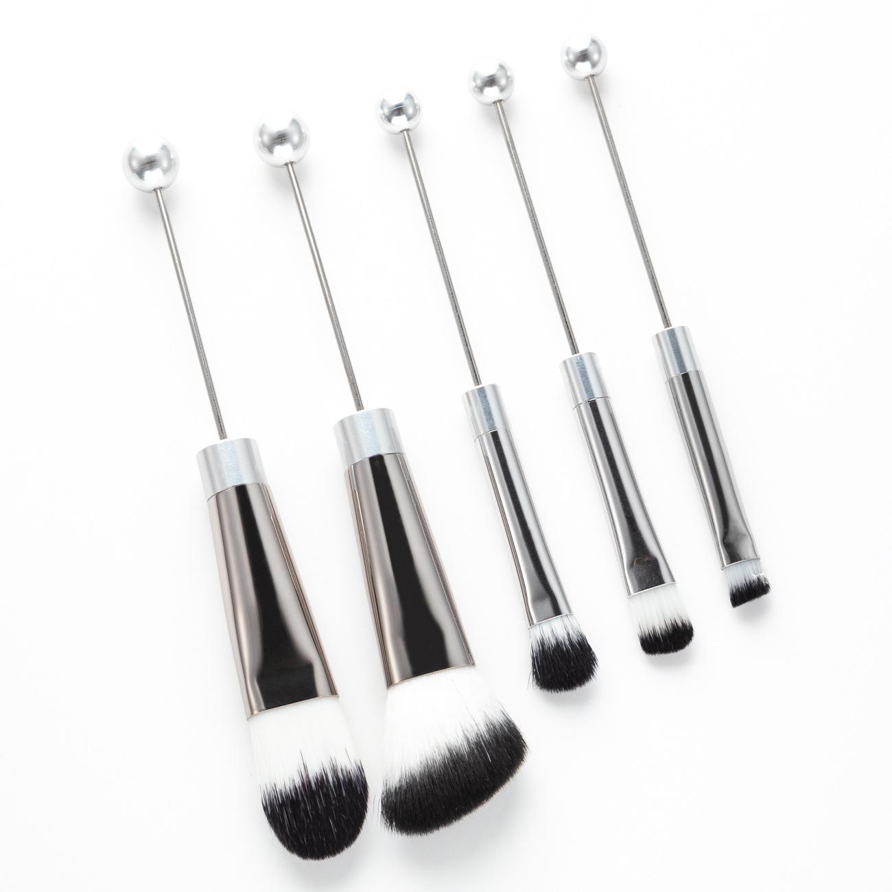 【M4】5 DIY beaded metal handle makeup brushes, contour brush, concealer brush, eye shadow brush