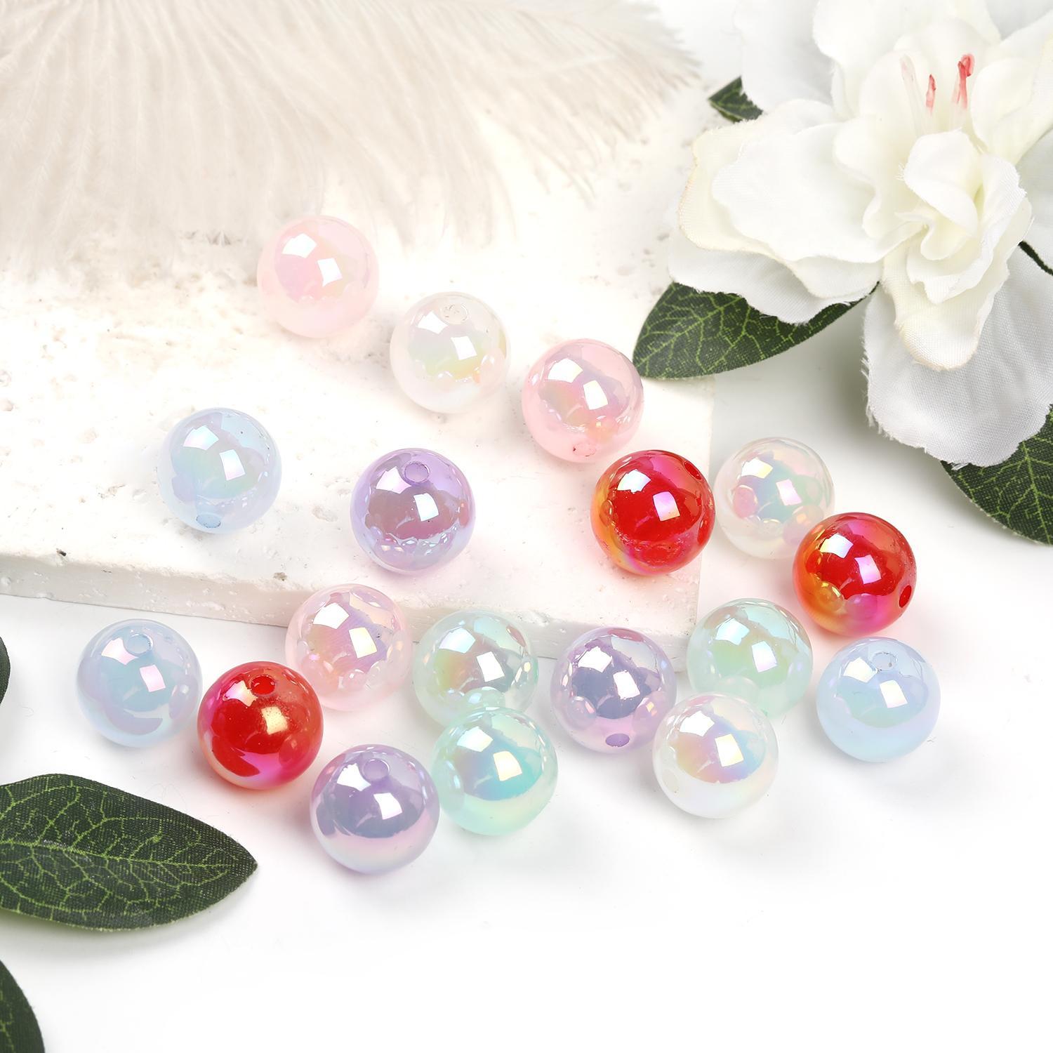 【B50】100pcs 16mm jelly uv colorful diy straight hole bracelet beaded multi-color-JPM